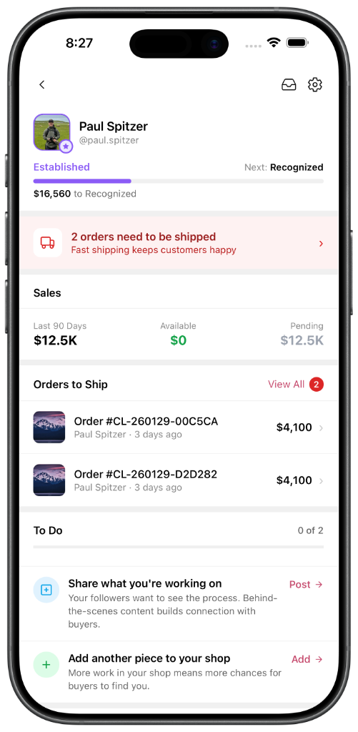 Crafts.ly seller dashboard